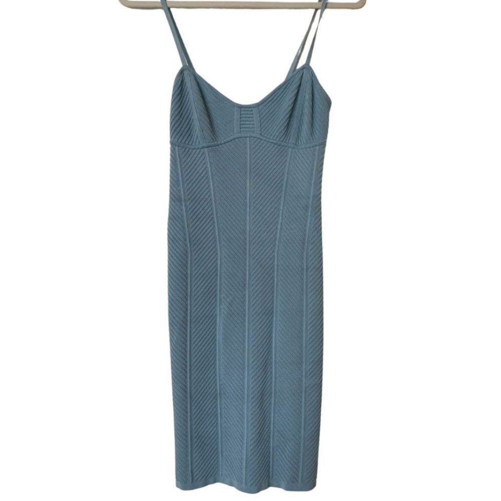 Sleeveless Light Blue Herve Leger Above  Knee Length Dress